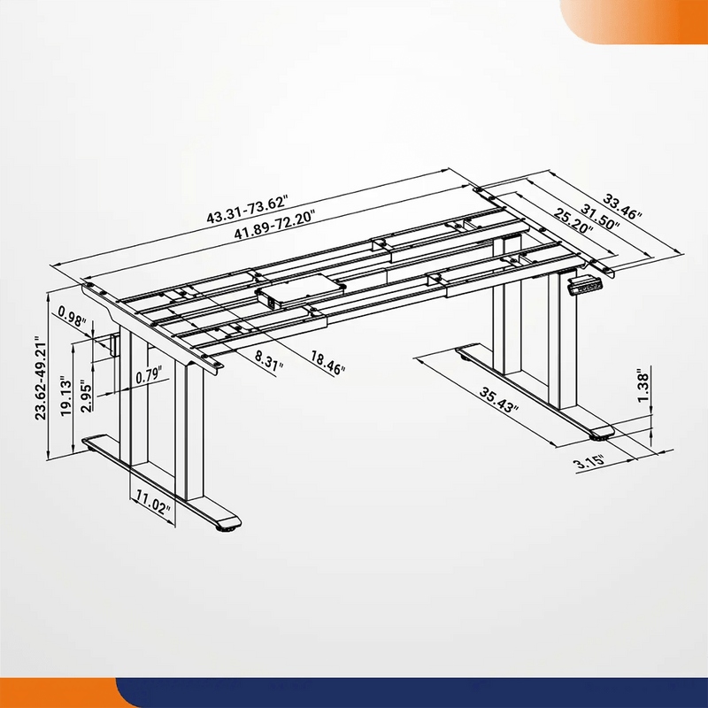4Dock Electric 90 x 36 Height-Adjustable Industrial Workbench (Black Frame)