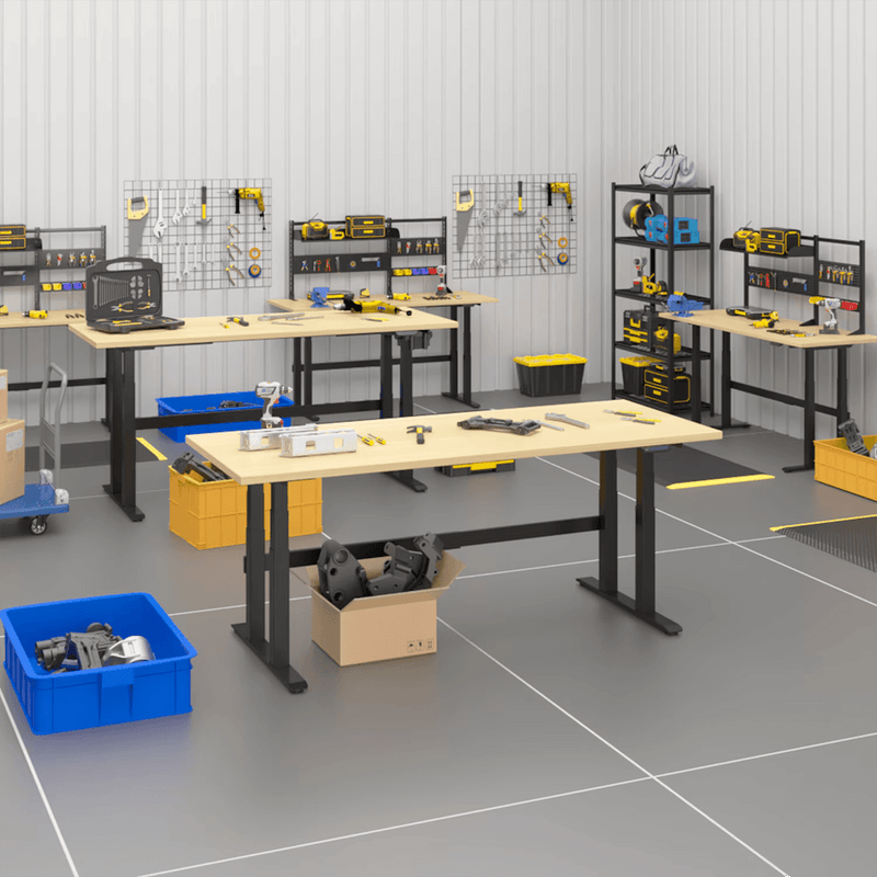 4Dock Electric 90 x 36 Height-Adjustable Industrial Workbench (Black Frame)