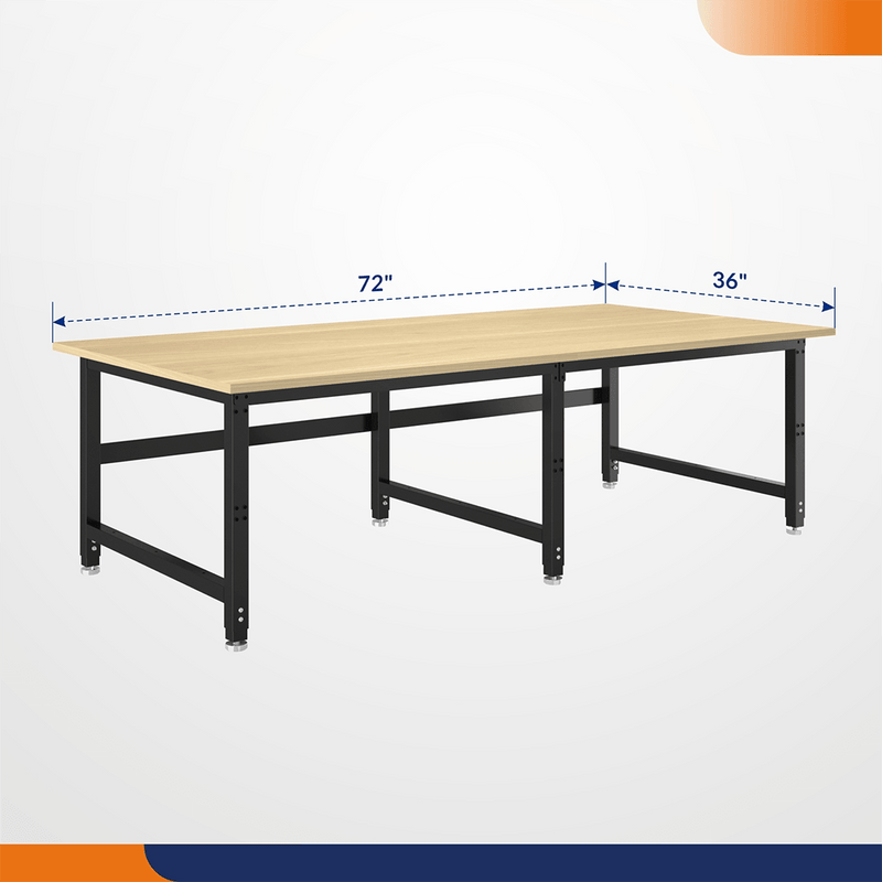4Dock Heavy-Duty 72 x 36 Industrial Workbench (Black Frame)