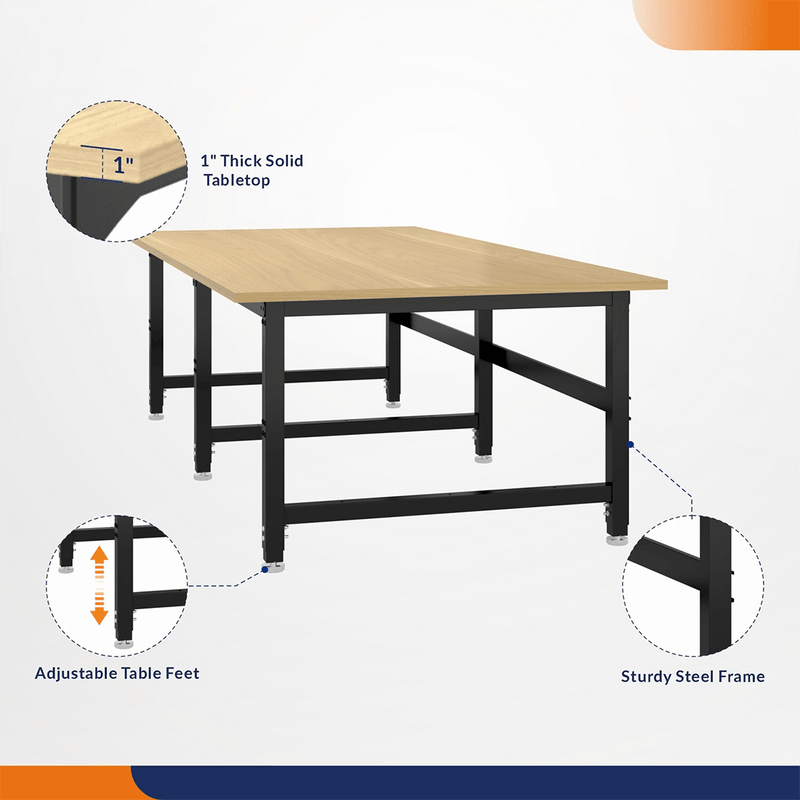 4Dock Heavy-Duty 72 x 36 Industrial Workbench (Black Frame)