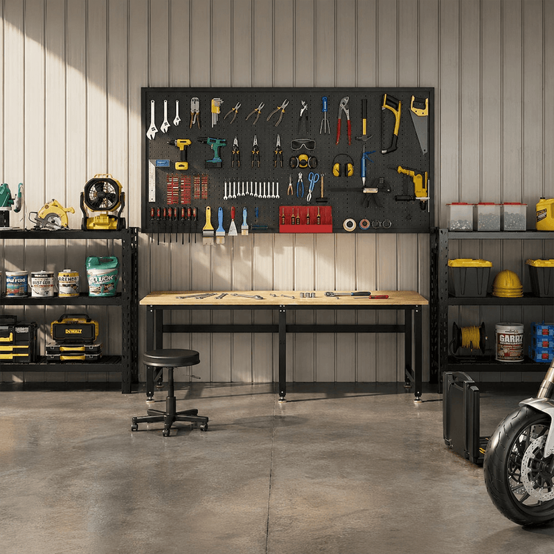 4Dock Heavy-Duty 72 x 36 Industrial Workbench (Black Frame)
