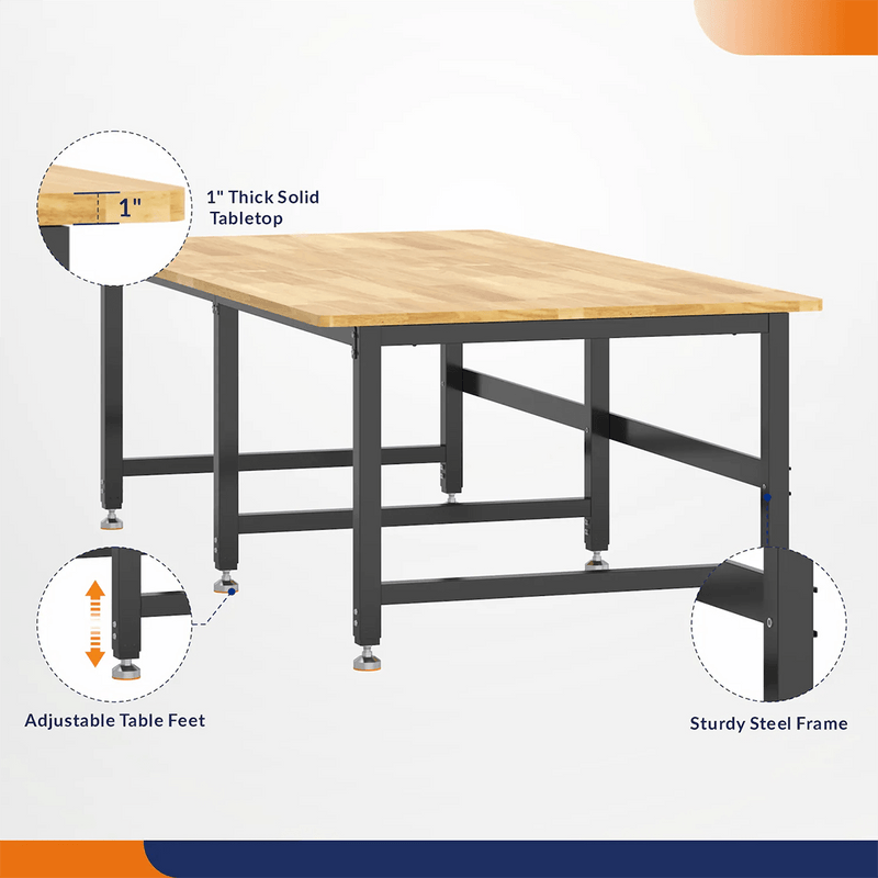 4Dock Heavy-Duty 90 x 48 Industrial Workbench (Black Frame)
