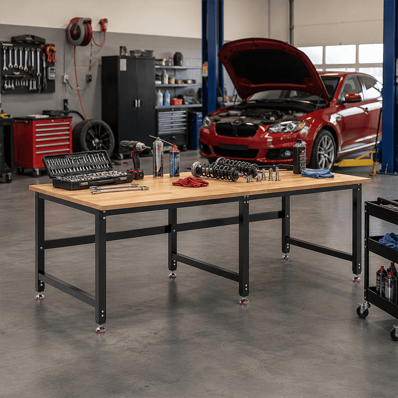 4Dock Heavy-Duty 90 x 48 Industrial Workbench (Black Frame)