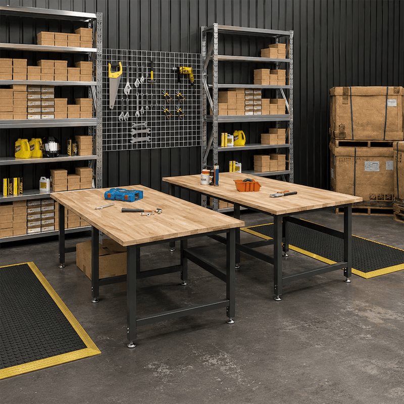 4Dock Heavy-Duty 90 x 48 Industrial Workbench (Black Frame)