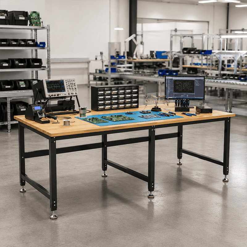 4Dock Heavy-Duty 90 x 48 Industrial Workbench (Black Frame)