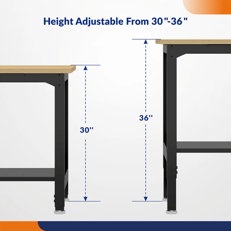 4Dock Heavy-Duty L-Shaped Industrial Workbench with Steel Shelf (Black Frame)