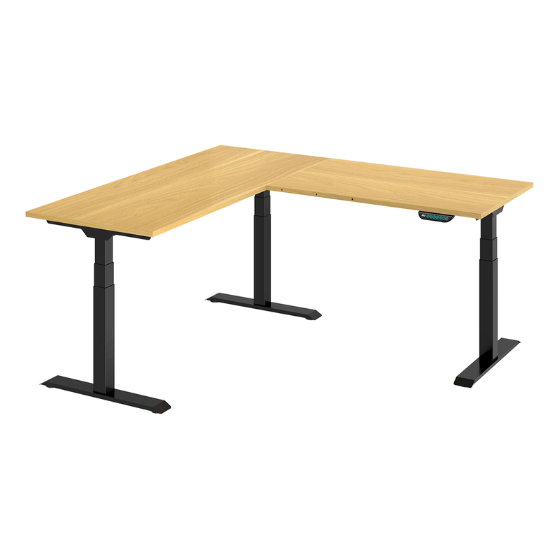4Dock Electric L-Shaped Height-Adjustable Industrial Workbench (Black Frame)