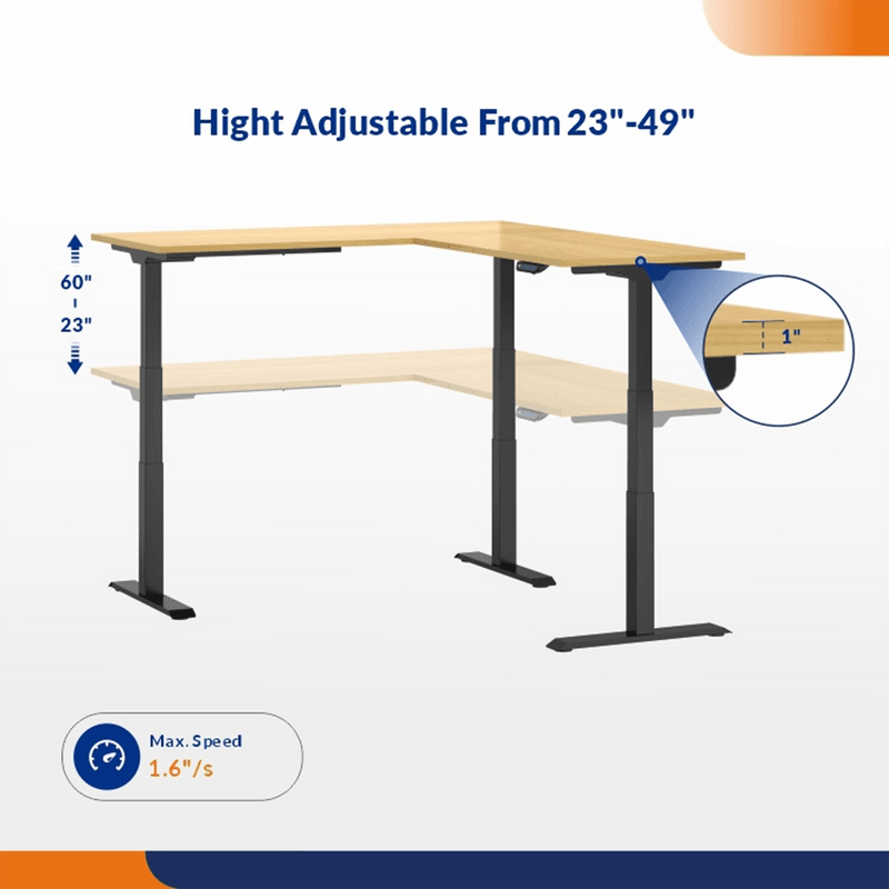 4Dock Electric L-Shaped Height-Adjustable Industrial Workbench (Black Frame)