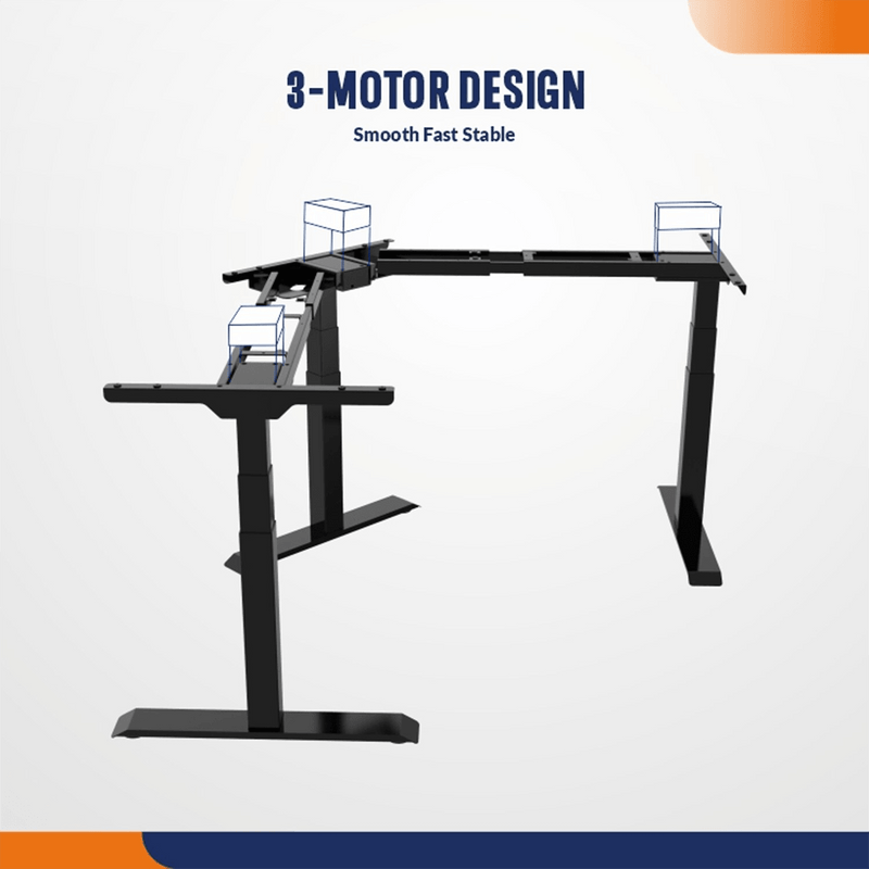 4Dock Electric L-Shaped Height-Adjustable Industrial Workbench (Black Frame)