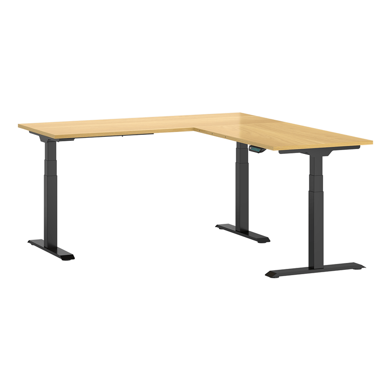 4Dock Electric  Height-Adjustable L-Shaped Industrial Workbench (Black Frame)