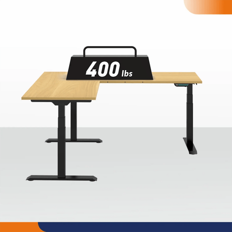 4Dock Electric  Height-Adjustable L-Shaped Industrial Workbench (Black Frame)