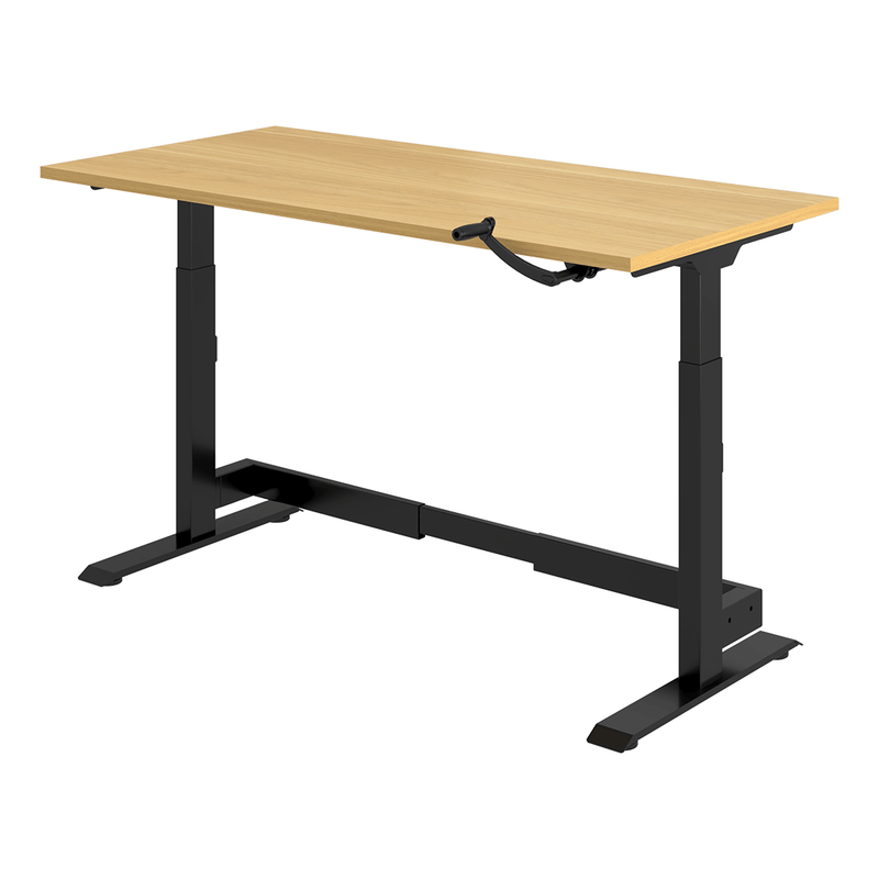 4Dock Manual Hand Crank 60 x 30 Height-Adjustable Industrial Workbench (Black Frame)