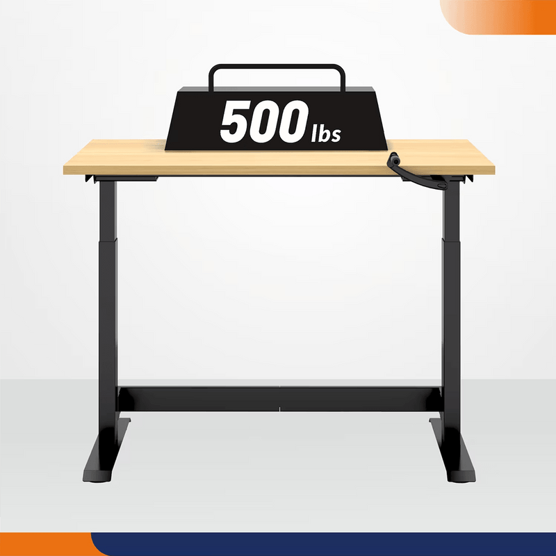 4Dock Manual Hand Crank 60 x 30 Height-Adjustable Industrial Workbench (Black Frame)