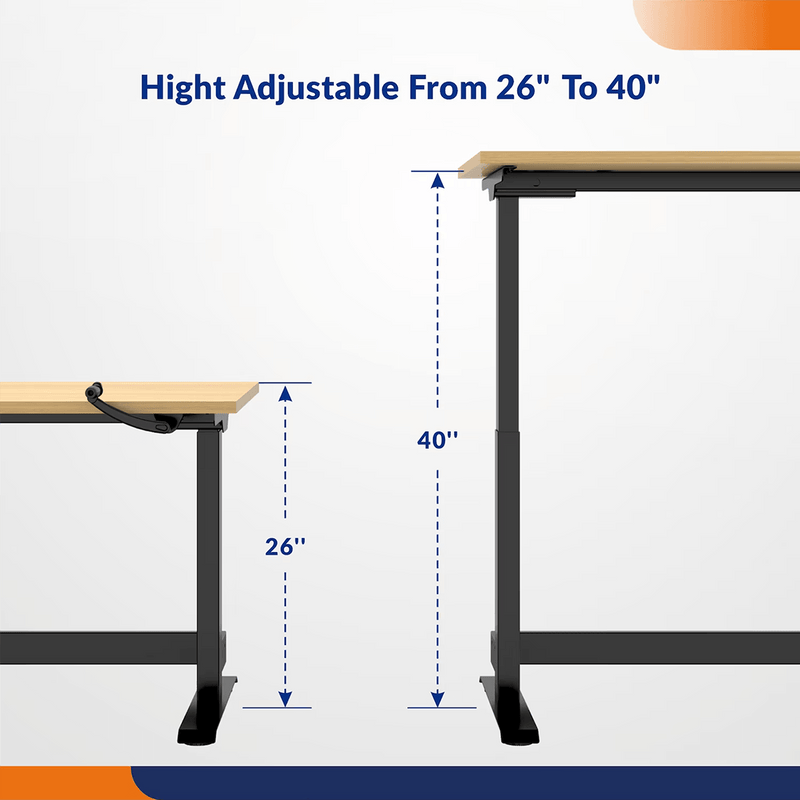 4Dock Manual Hand Crank 60 x 30 Height-Adjustable Industrial Workbench (Black Frame)