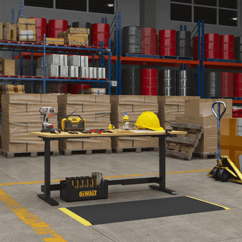4Dock Manual Hand Crank 60 x 30 Height-Adjustable Industrial Workbench (Black Frame)