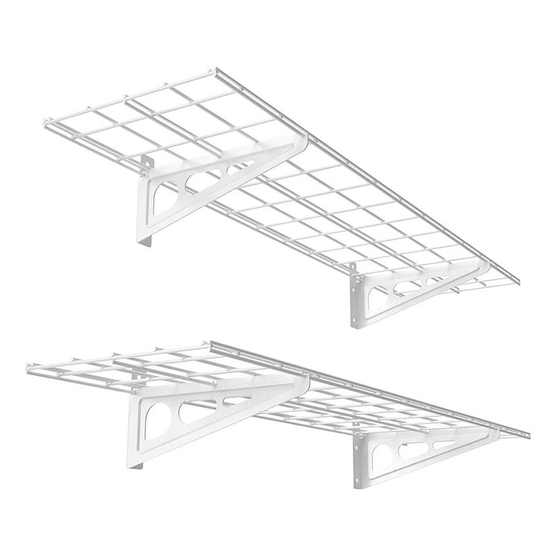 Fleximounts 1' x 4' White Wall Mounted Shelf (2-Pack)