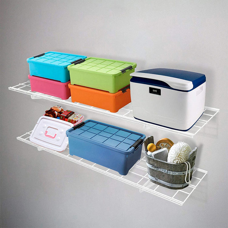 Fleximounts 1' x 4' White Wall Mounted Shelf (2-Pack)