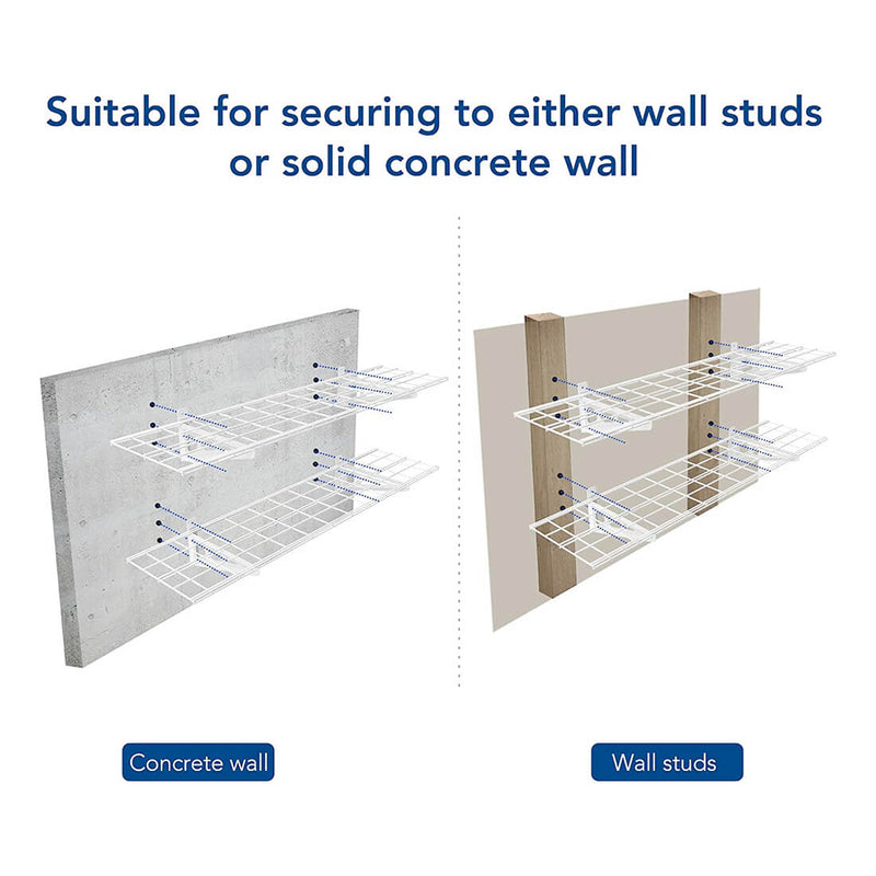 Fleximounts 1' x 4' White Wall Mounted Shelf (2-Pack)