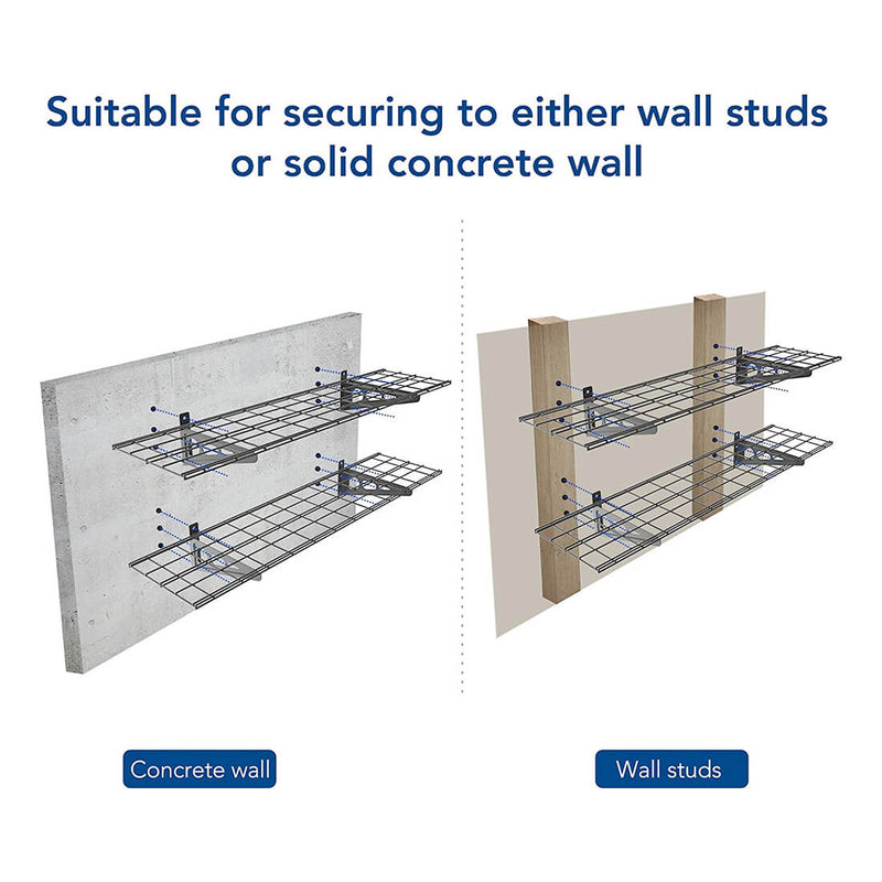 Fleximounts 1' x 4' Black Wall Mounted Shelf (2-Pack)