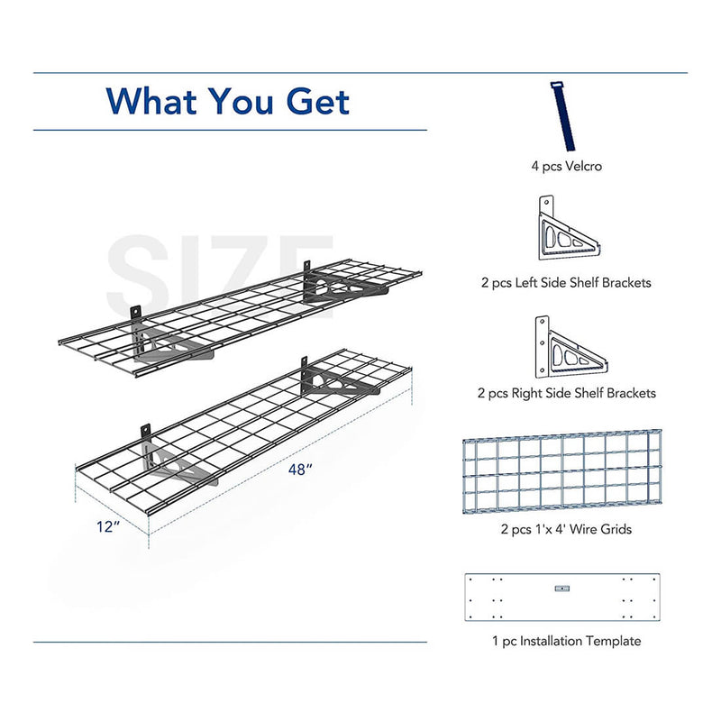 Fleximounts 1' x 4' Black Wall Mounted Shelf (2-Pack)