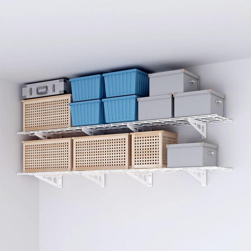 Fleximounts 1' x 6' White Wall Mounted Shelf (2-Pack)