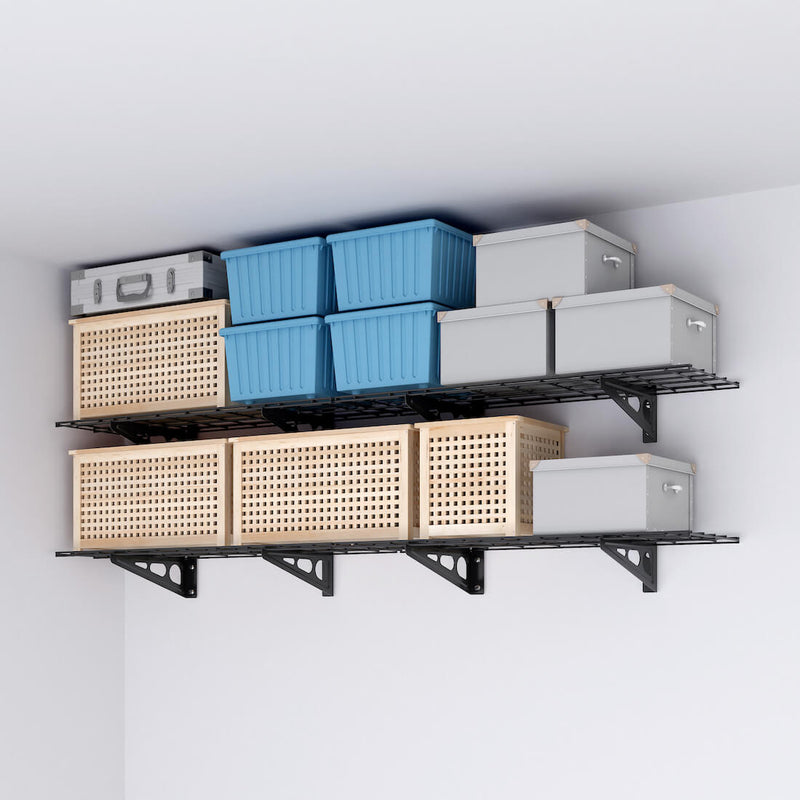 Fleximounts 1' x 6' Black Wall Mounted Shelf (2-Pack)