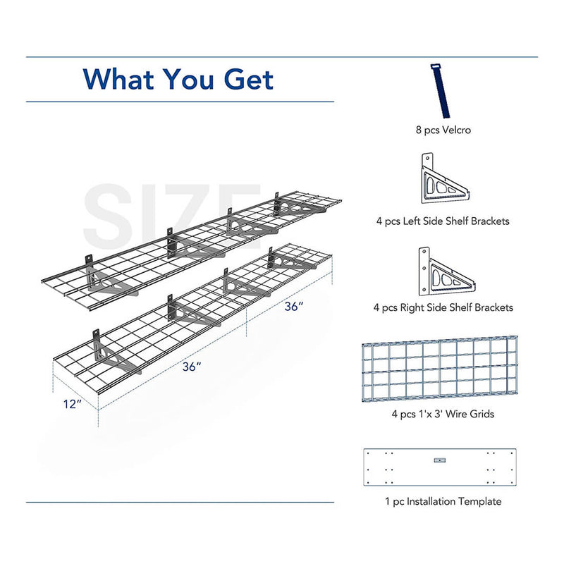 Fleximounts 1' x 6' Black Wall Mounted Shelf (2-Pack)