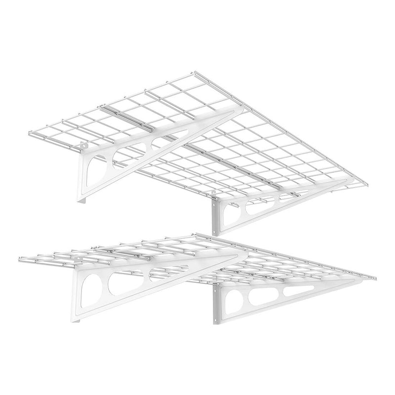 Fleximounts 2' x 4' White Wall Mounted Shelf (2-Pack)