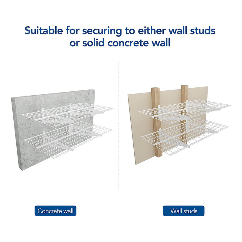 Fleximounts 2' x 4' White Wall Mounted Shelf (2-Pack)
