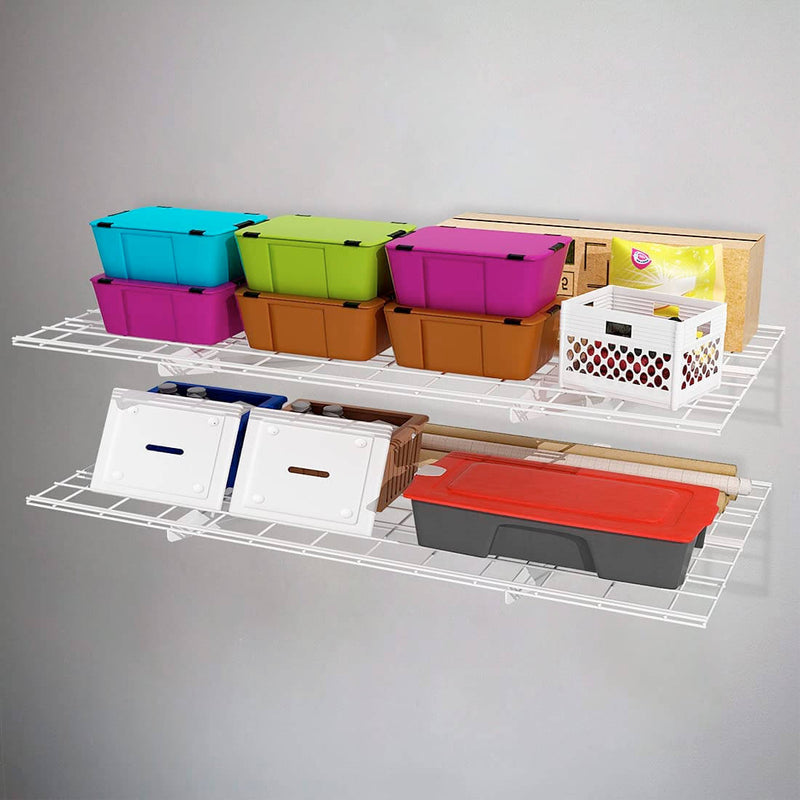 Fleximounts 2' x 4' White Wall Mounted Shelf (2-Pack)