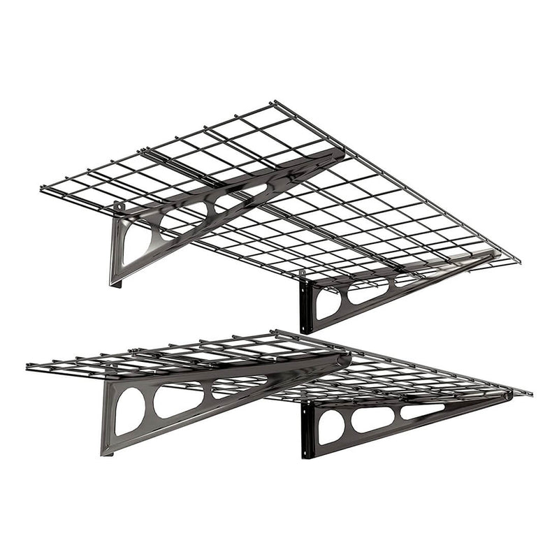 Fleximounts 2' x 4' Black Wall Mounted Shelf (2-Pack)