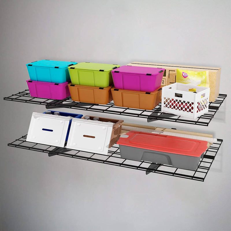 Fleximounts 2' x 4' Black Wall Mounted Shelf (2-Pack)
