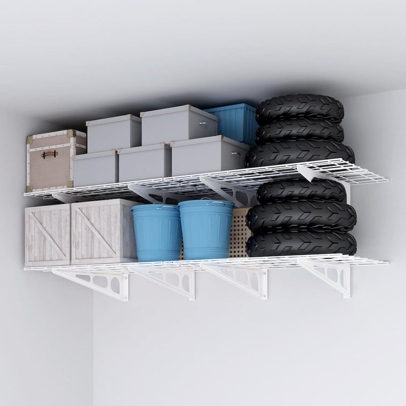 Fleximounts 2' x 6' White Wall Mounted Shelf (2-Pack)