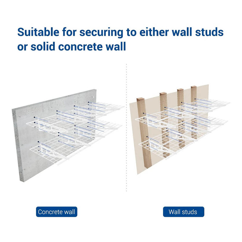 Fleximounts 2' x 6' White Wall Mounted Shelf (2-Pack)