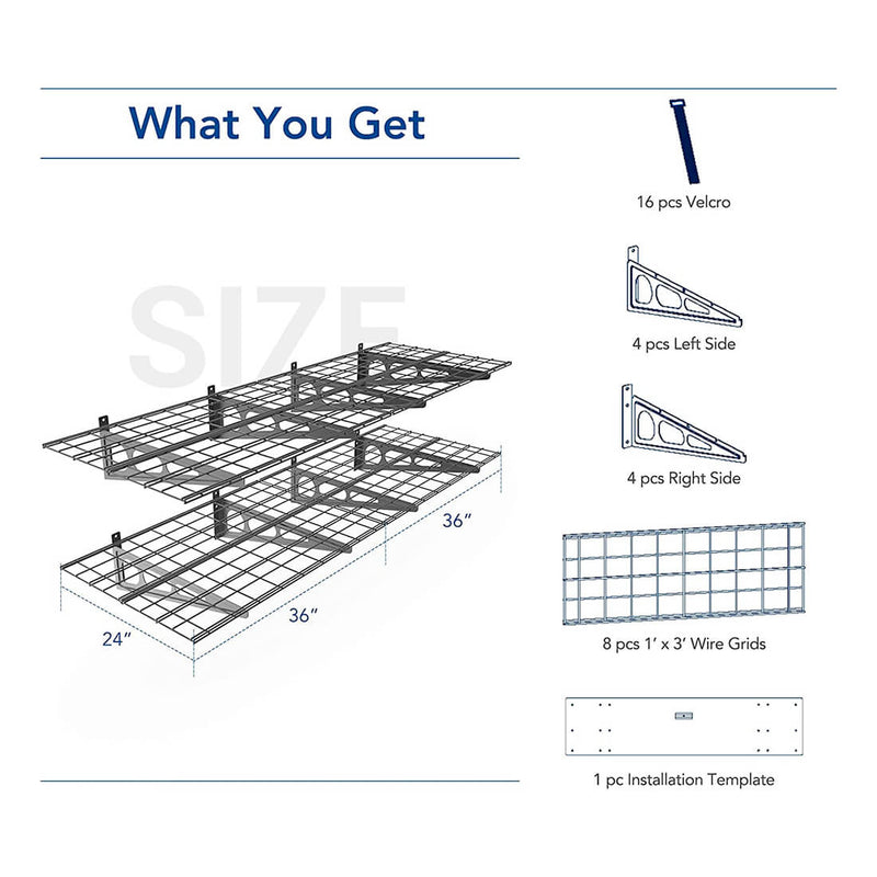 Fleximounts 2' x 6' Black Wall Mounted Shelf (2-Pack)