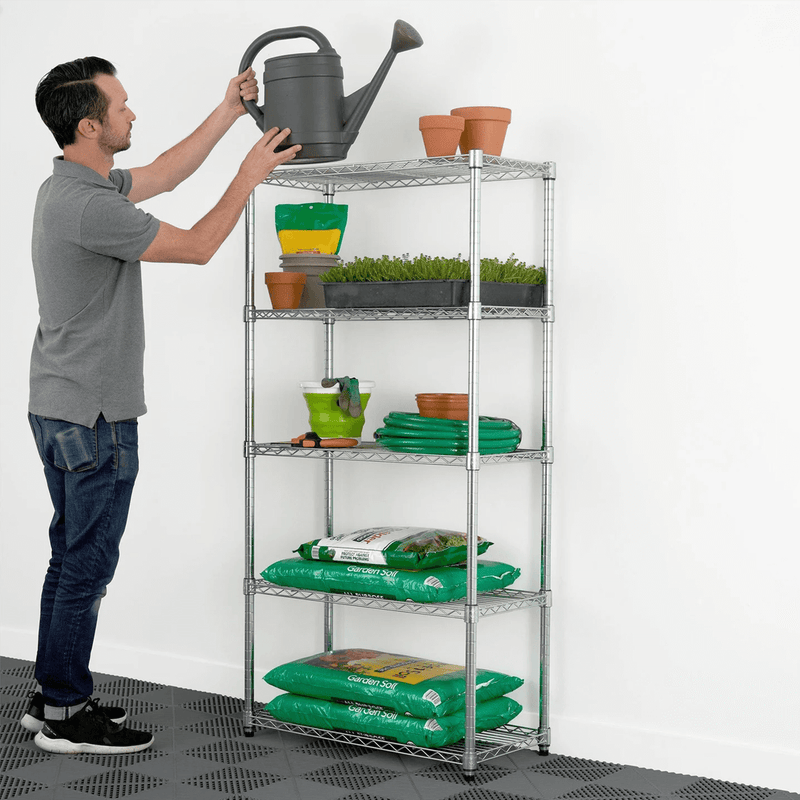 SafeRacks 14" x 30" x 60" 5-Tier Wire Rack (Zinc)