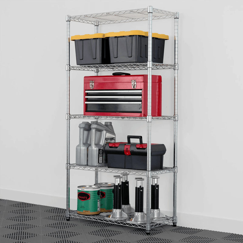 SafeRacks 14" x 30" x 60" 5-Tier Wire Rack (Zinc)