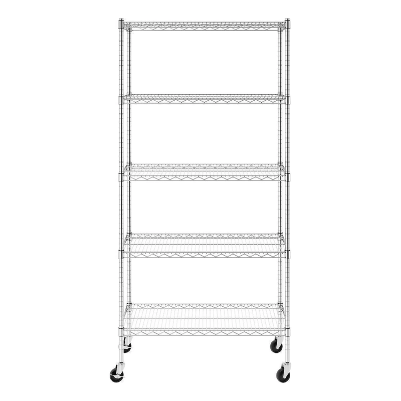 MonsterRAX 18" x 36" x 72" Rolling 5-Tier Wire Shelving Rack (Zinc)