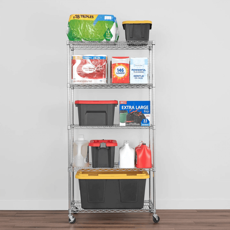 MonsterRAX 18" x 36" x 72" Rolling 5-Tier Wire Shelving Rack (Zinc)