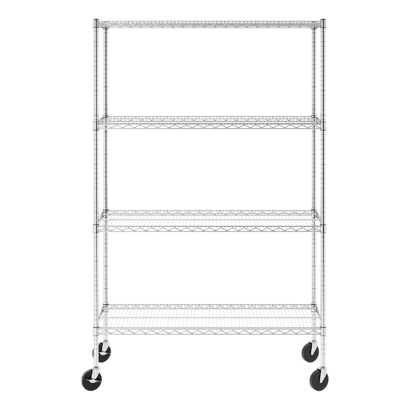 SafeRacks 18" x 48" x 72" Rolling 4-Tier Wire Shelving Rack (Zinc)