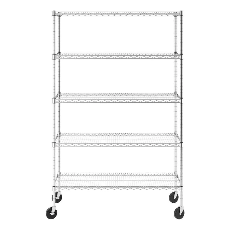 SafeRacks 18" x 48" x 72" Rolling 5-Tier Wire Shelving Rack (Zinc)