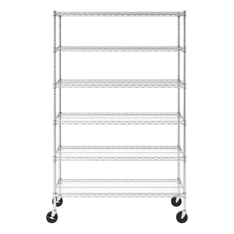 SafeRacks 18" x 48" x 72" Rolling 6-Tier Wire Shelving Rack (Zinc)