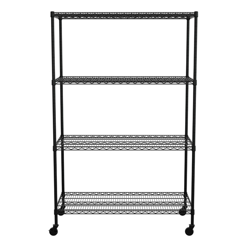 MonsterRAX 24" x 48" x 72" Rolling 4-Tier Wire Shelving Rack (Black)