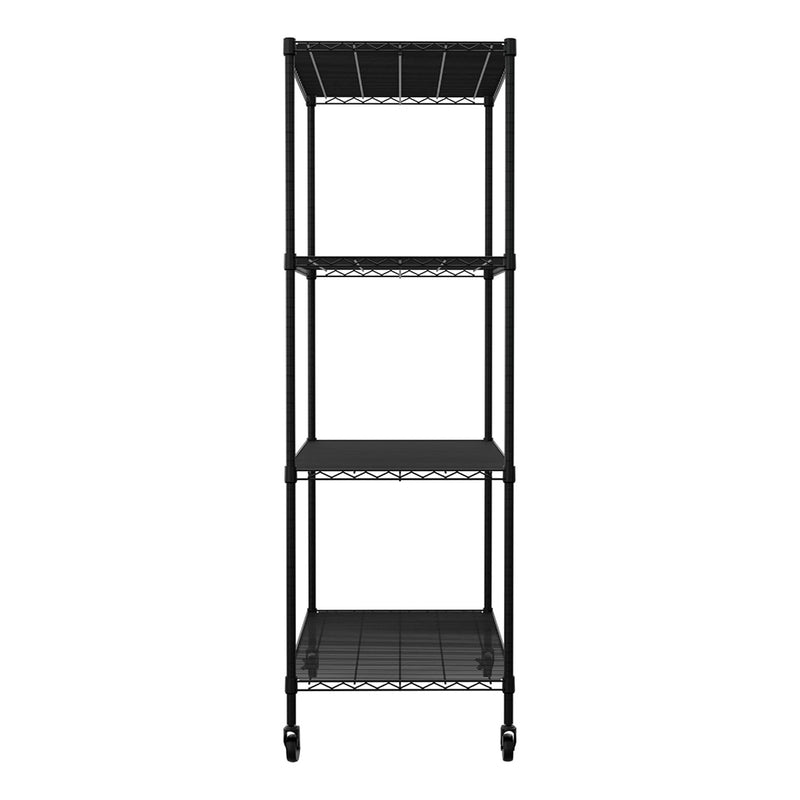 MonsterRAX 24" x 48" x 72" Rolling 4-Tier Wire Shelving Rack (Black)