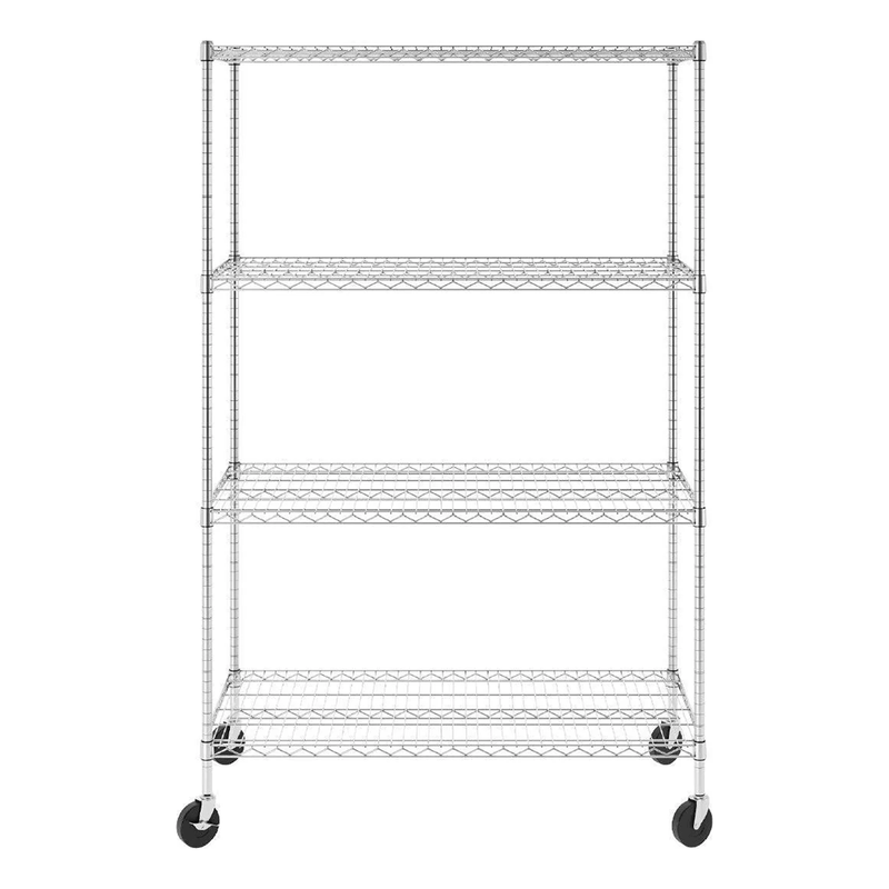 SafeRacks 24" x 48" x 72" Rolling 4-Tier Wire Shelving Rack (Zinc)