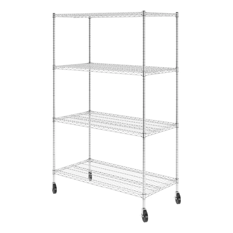 SafeRacks 24" x 48" x 72" Rolling 4-Tier Wire Shelving Rack (Zinc)