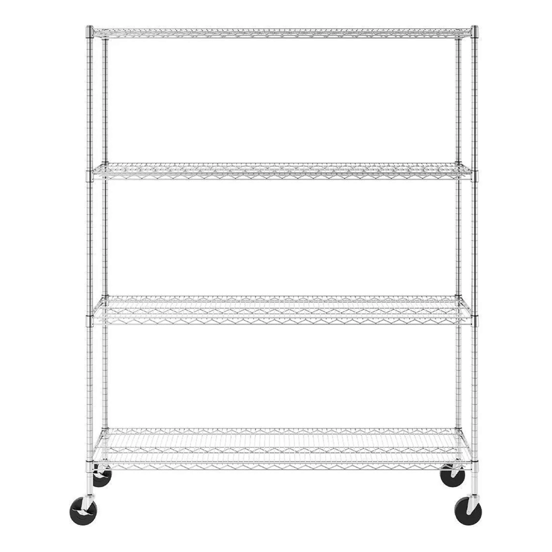 SafeRacks 18" x 60" x 72" Rolling 4-Tier Wire Shelving Rack (Zinc)