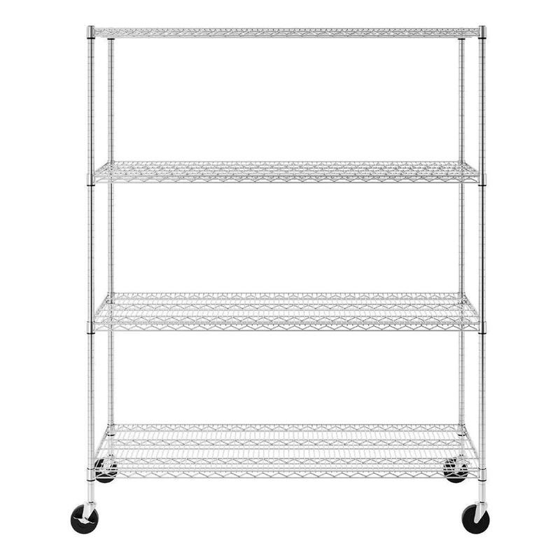 SafeRacks 24" x 60" x 72" Rolling 4-Tier Wire Shelving Rack (Zinc)