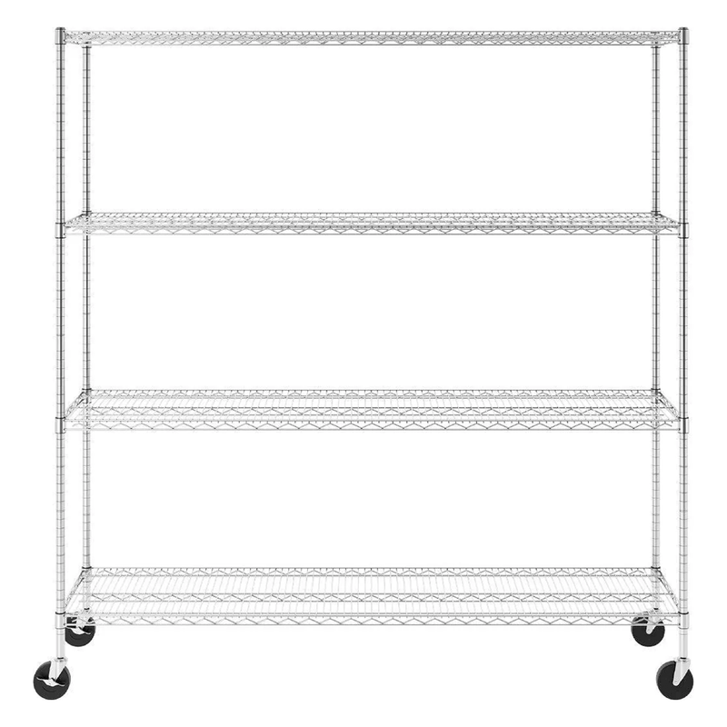 SafeRacks 18" x 72" x 72" Rolling 4-Tier Wire Shelving Rack (Zinc)
