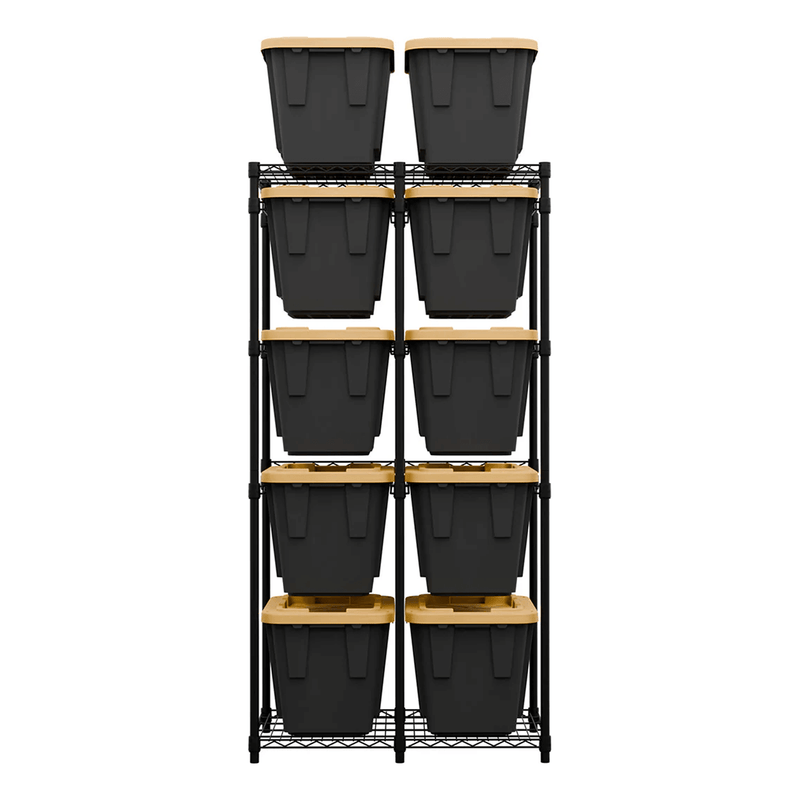 MonsterRAX 12 Gallon Storage Bin Rack with Yellow Lid Bins (Black)